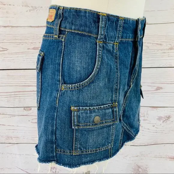 Levi’s Skirts denim raw frayed hem size 0 LIKE NEW - Picture 6 of 9